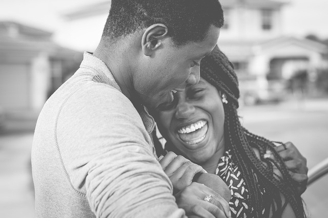 Couple smiling