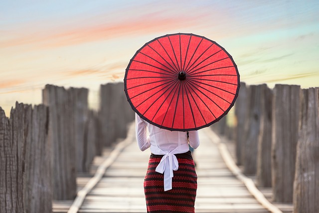 Umbrella Woman on Bridge