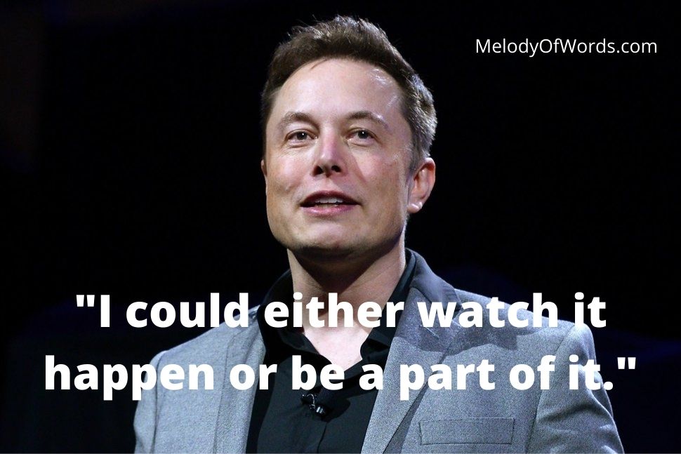 Elon Musk Quotes - I could either watch it happen or be a part of it.